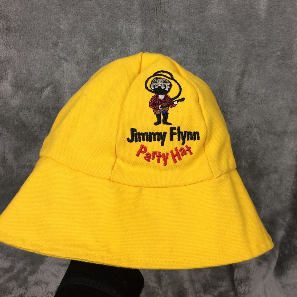 Jimmy Flynn Party Hat Autographed Yellow Fabric Slicker Style Cap Canvas
